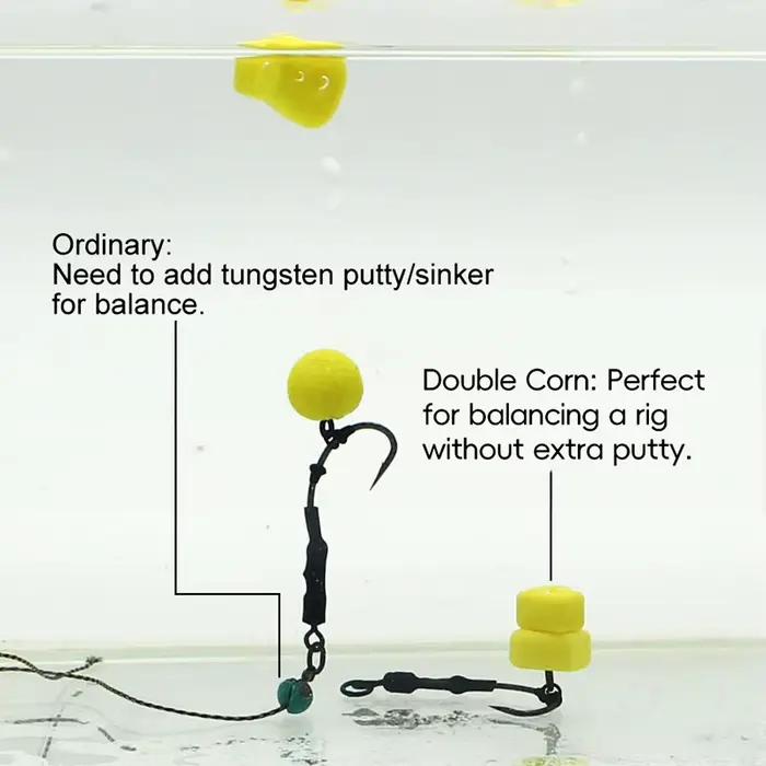10 perles flottantes double maïs style européen - appâts silicone à descente lente pour carpe