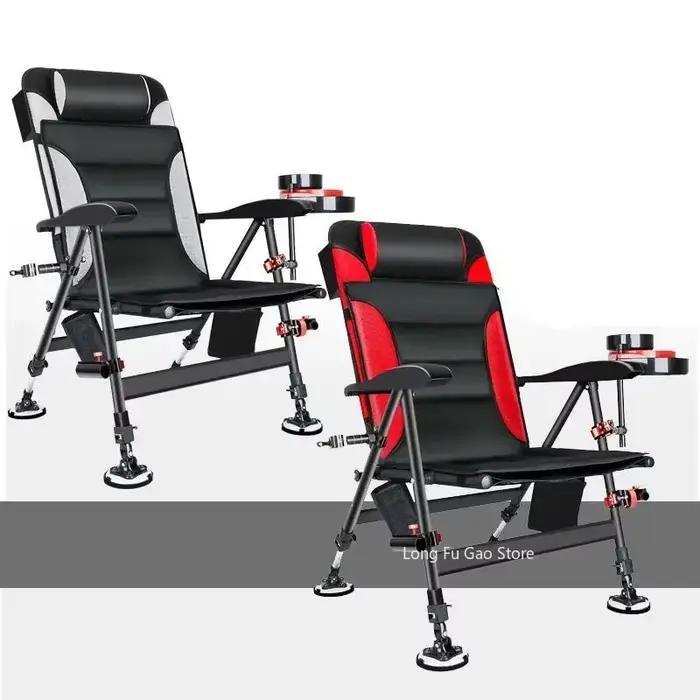 Chaise pêche pliante aluminium réglable inclinable pour pique-nique plage portable
