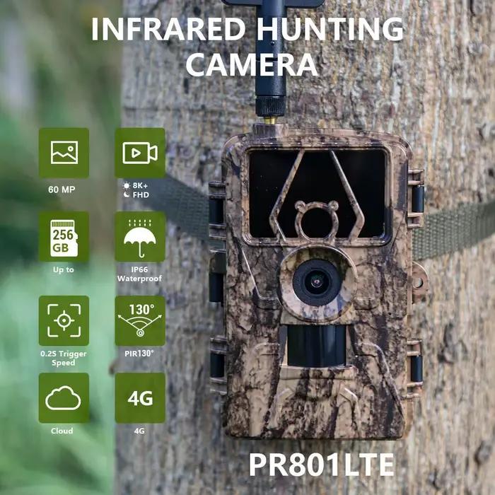 Caméra de sentier vidéo 8K photos 60MP vision nocturne activée mouvement étanche pour chasse et sécurité maison