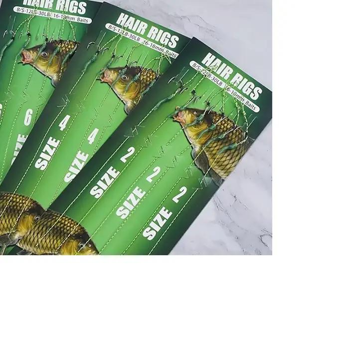 Kit hair rigs carpe 18 pièces - Hameçons courbés acier carbone et fil tressé haute résistance