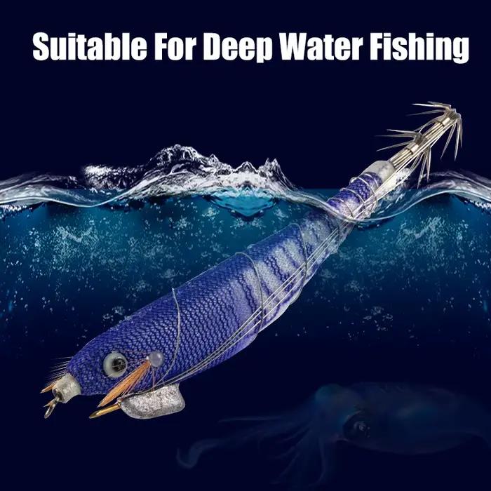 Leurre Egi lumineux calamar crevette bois 5 pièces pour la pêche en mer profonde