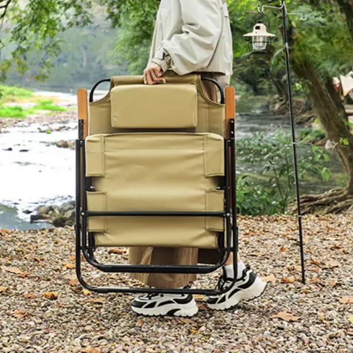 Chaise de pêche réglable avec coussins amovibles pour camping, plage et randonnée