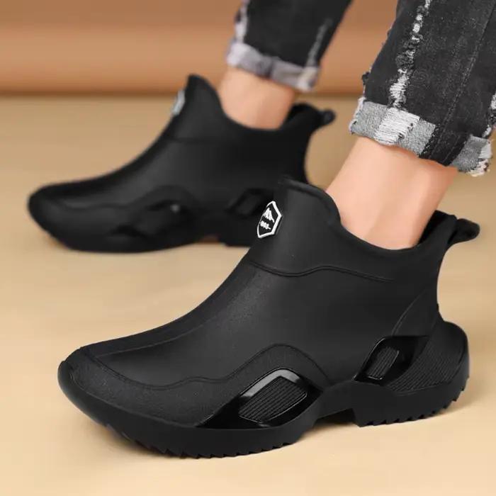 Chaussures de pluie homme courtes antidérapantes résistantes pêche cuisine bottes caoutchouc