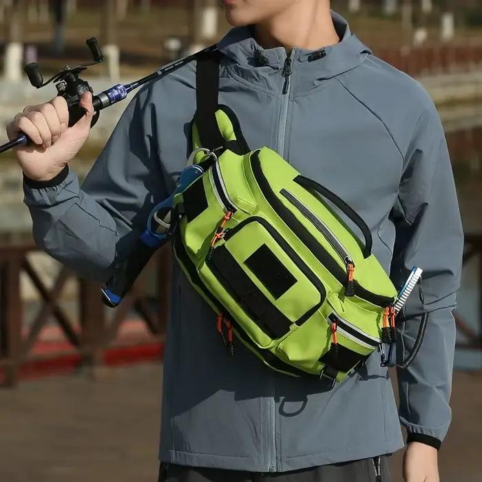 Sac banane pêche homme molle multi-poches pour leurres, chasse, randonnée, vélo et running - pratique