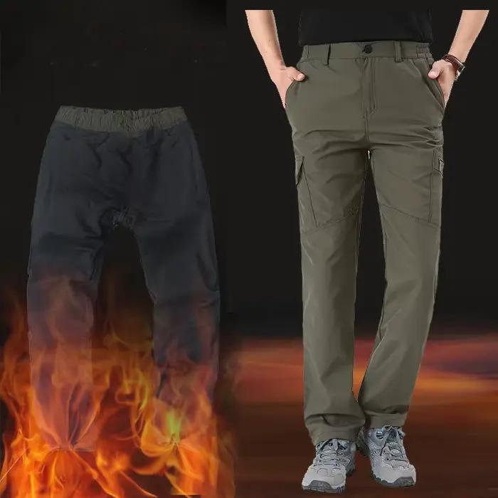 Pantalon cargo tactique hiver homme 2024 - Velours polaire - Chaud respirant pêche multi-poches