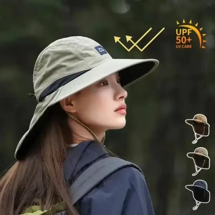 Chapeau pêcheur anti-vent séchage rapide avec rabat nuque - Protection UV pour activités outdoor