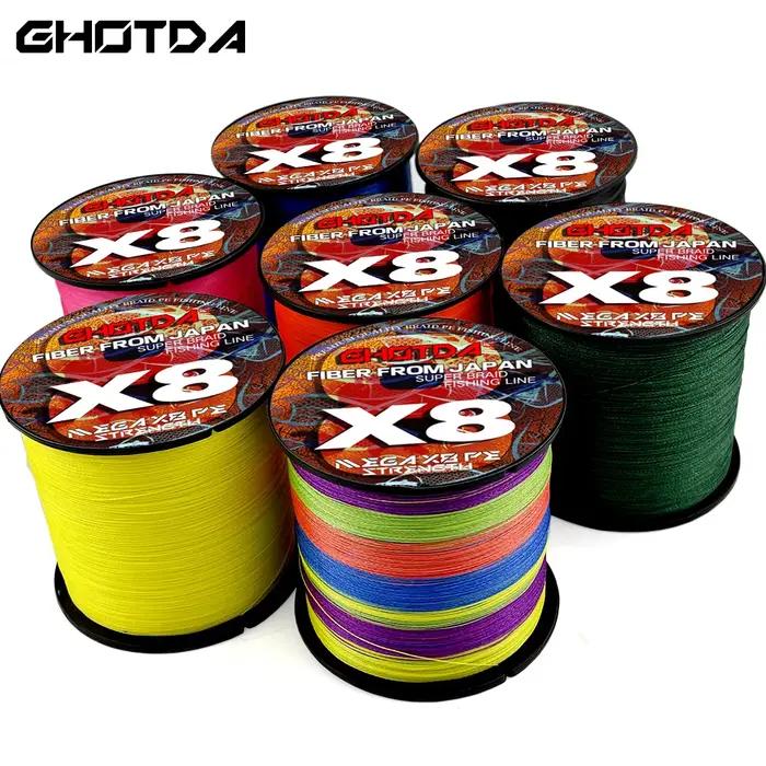 Ligne de pêche japonaise tressée Ghotda Colorful 8 brins 0.14-0.5m pour carpe multifilament