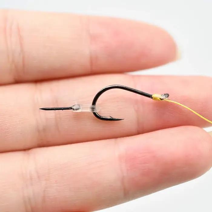 12 hameçons métal avec élastique pour montage cheveu carpe, appâts bouillettes et grains de maïs