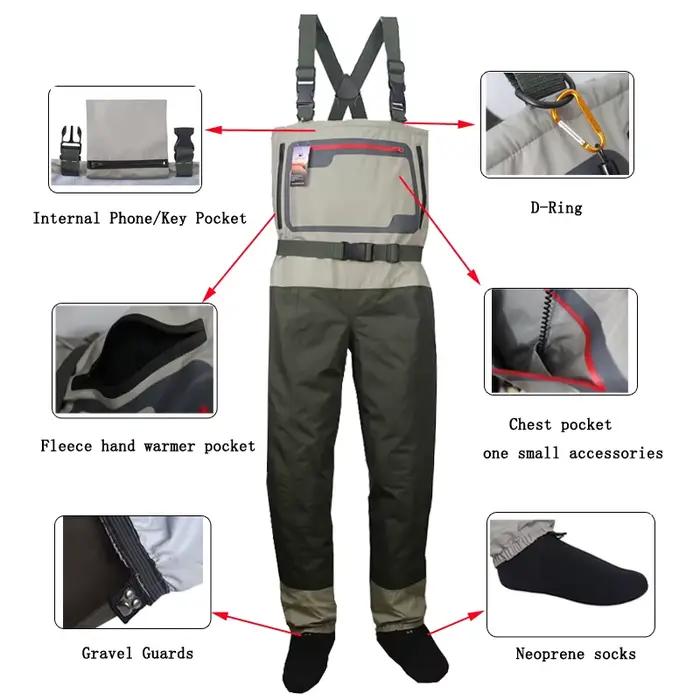 Waders de pêche respirants homme convertible léger pantalon cuissardes pour pêche à la mouche