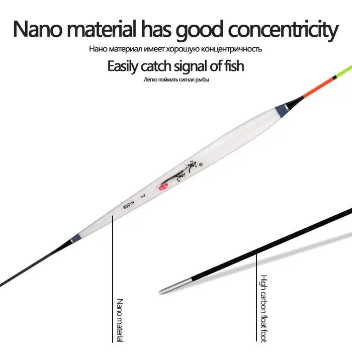 Flotteurs composites nano 3 pièces pour pêche en eau peu profonde lac et rivière, avec queue dure
