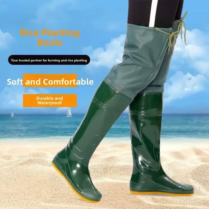 Bottes de pêche rizière hautes avec pantalon intégré pour pêche en eau profonde