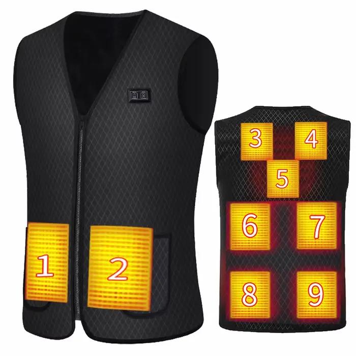 Veste chauffante graphene USB homme femme - Veste électrique chauffée sport pêche camping hiver