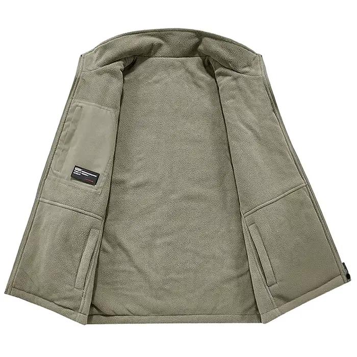 Veste polaire chaude hiver pêche photographe coupe-vent col montant double face homme