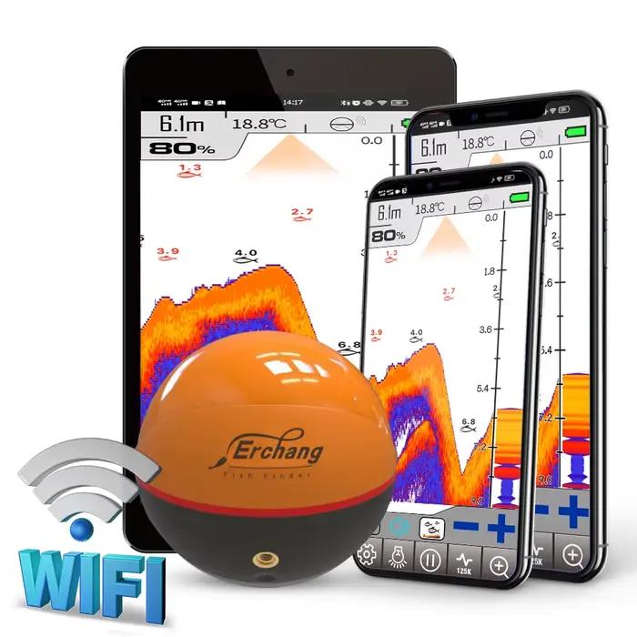 Détecteur de poissons Erchang F68 WiFi 100M sans fil pour iOS et Android - Sondeur écho pour lac et mer