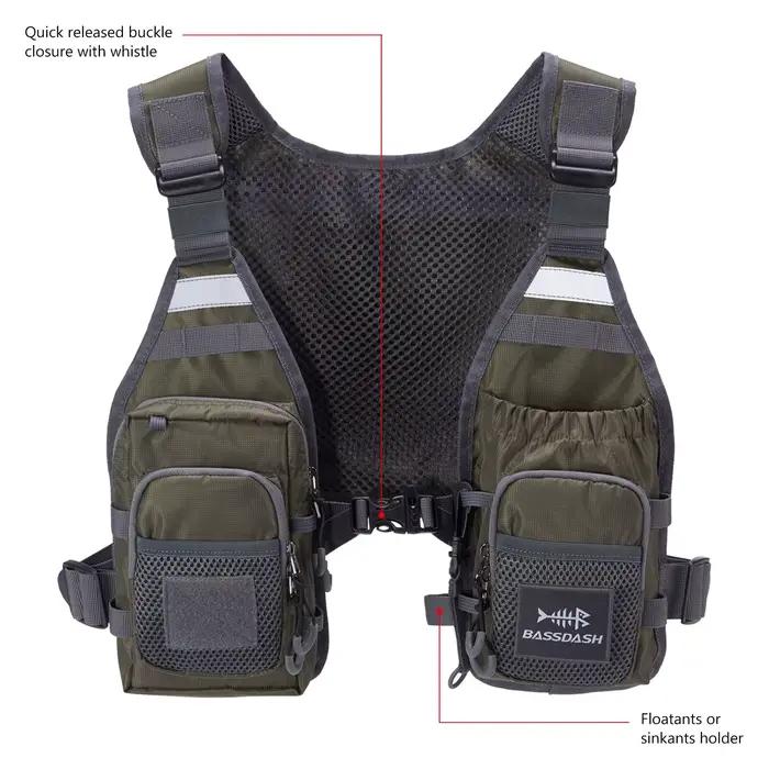 Gilet de pêche à la mouche ultra-léger Bassdash FV08 pour homme et femme, sac poitrine portable