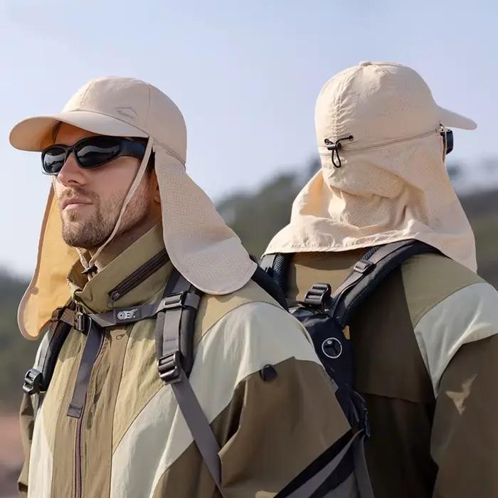 Chapeau de soleil unisexe avec châle - Léger pour pêche sportive et protection solaire
