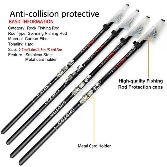 Canne rock fishing GHOTDA carbone télescopique 2.7-6.3m pour pêche sur rochers en mer - Canne spinning océan