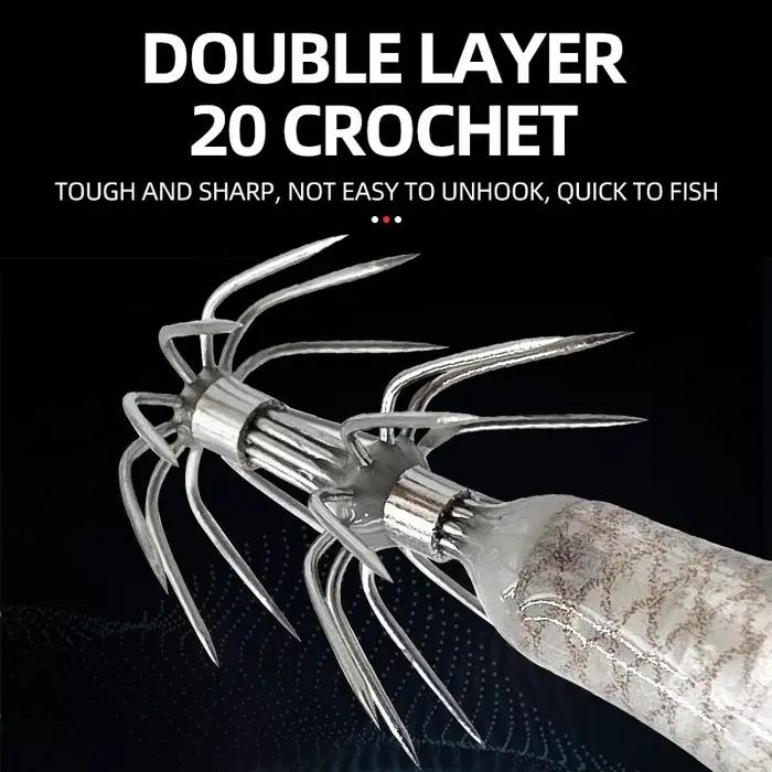 5 leurres crevette bois simulation glow plombés appâts calmar pêche mer octopus