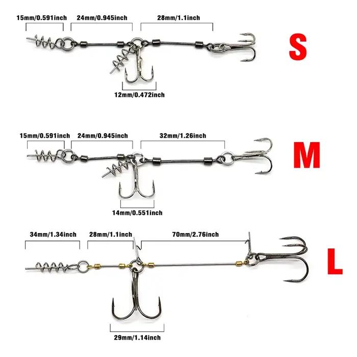 Rig stinger Topranc 3 tailles avec hameçons doubles et connecteur liège pour pêche du brochet