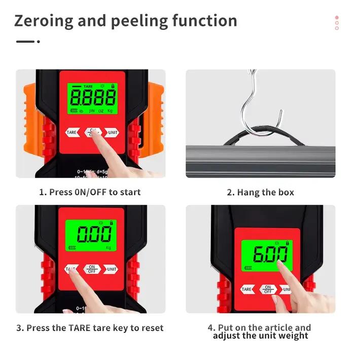 Balance pêche accroche 50kg/5g portable étanche avec rétractable 150cm et rétroéclairage