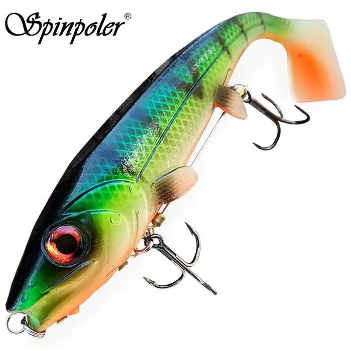 Leurre souple Spinpoler 14-18cm avec hameçon stinger pour pêche mer gros poissons - Appât trolling jigging