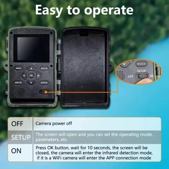 Caméra sans fil 2.7K écran LCD IP66 étanche - Vision nocturne 940nm IR pour chasse extérieure