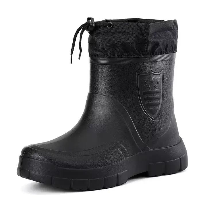 Bottes de pluie homme imperméables 2024 anti-vent avec rembourrage coton - Chaussures pêche chaudes