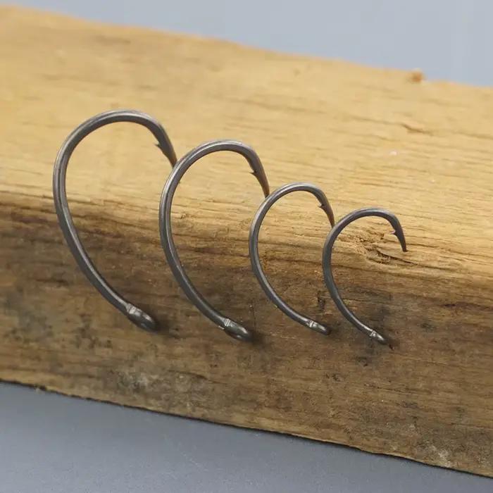 Hameçons de pêche Hirisi 50 pièces acier inoxydable haute résistance anti-rouille avec pointe acérée et ardillon