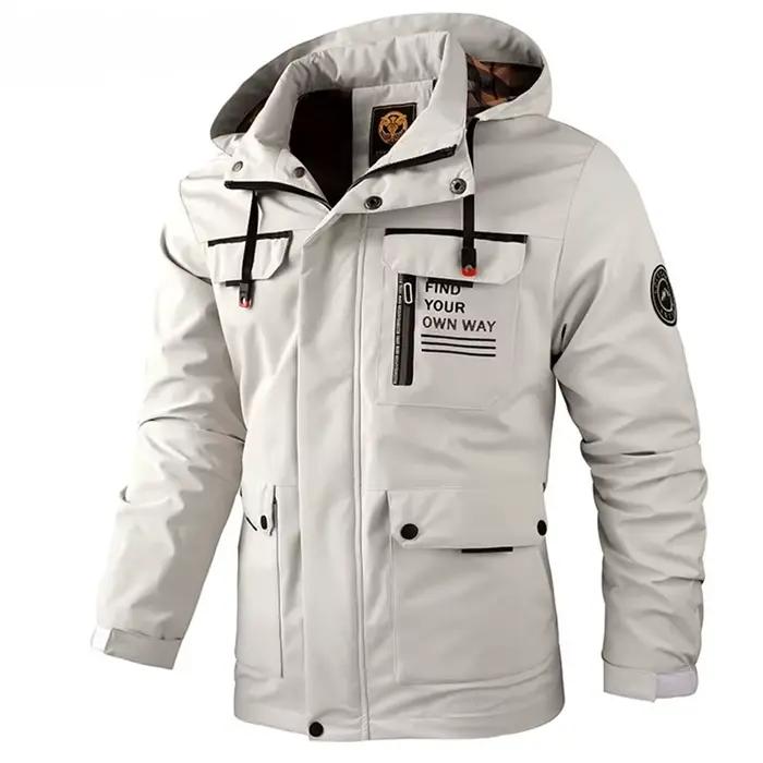 Veste de pêche décontractée capuche homme - Veste imperméable soft shell hiver grande taille