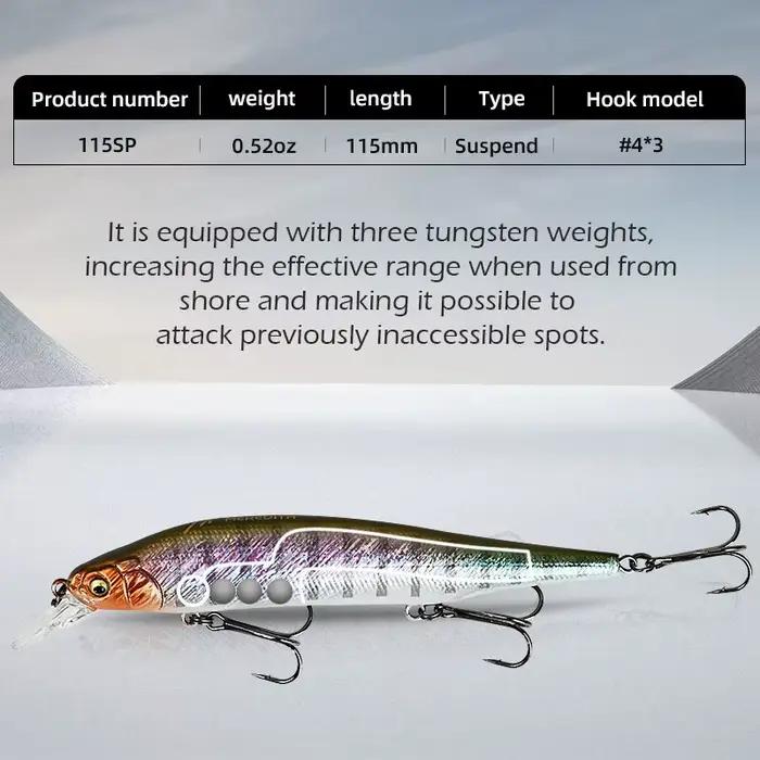 Leurre pêche minnow wobbler MEREDITH ITO SHINER-115SP avec système plombé tungstène pour pêche précise