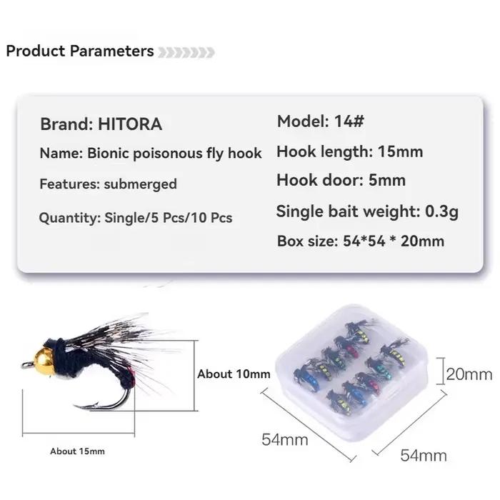 Leurres artificiels insectes 5/10 pièces - Nymphes plombées tête laiton pour truite et pêche à la mouche