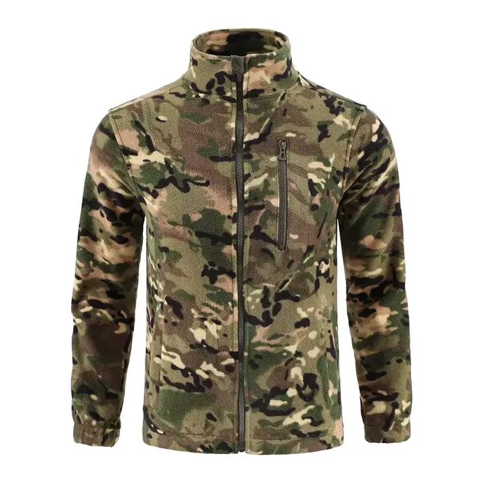 Veste camouflage extérieur polaire double face pour pêche et randonnée - Confort chaud
