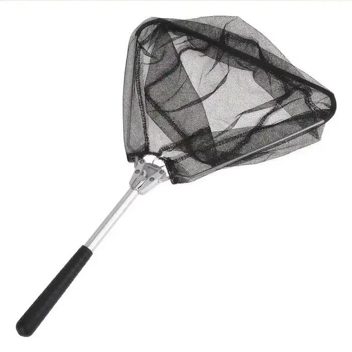Filet de pêche triangulaire mini pliable aluminium noir durable et portable pour pêche pratique