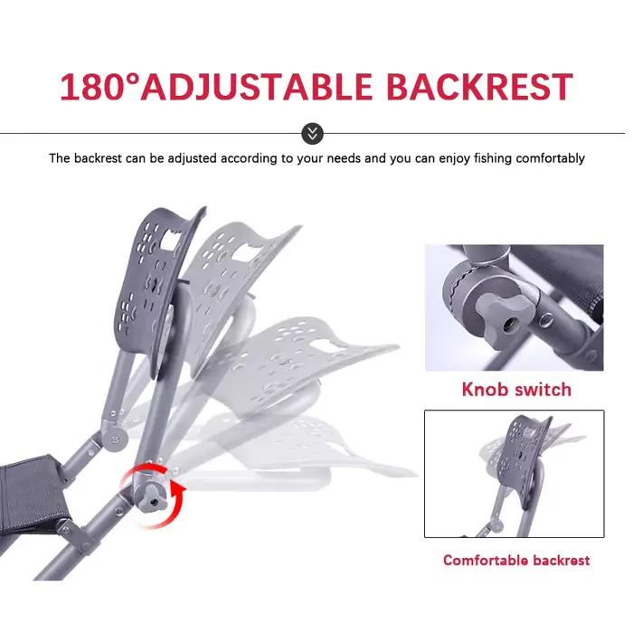 Fauteuil de pêche pliant réglable 180° avec dossier aluminium - Chaise portable pour camping et pêche