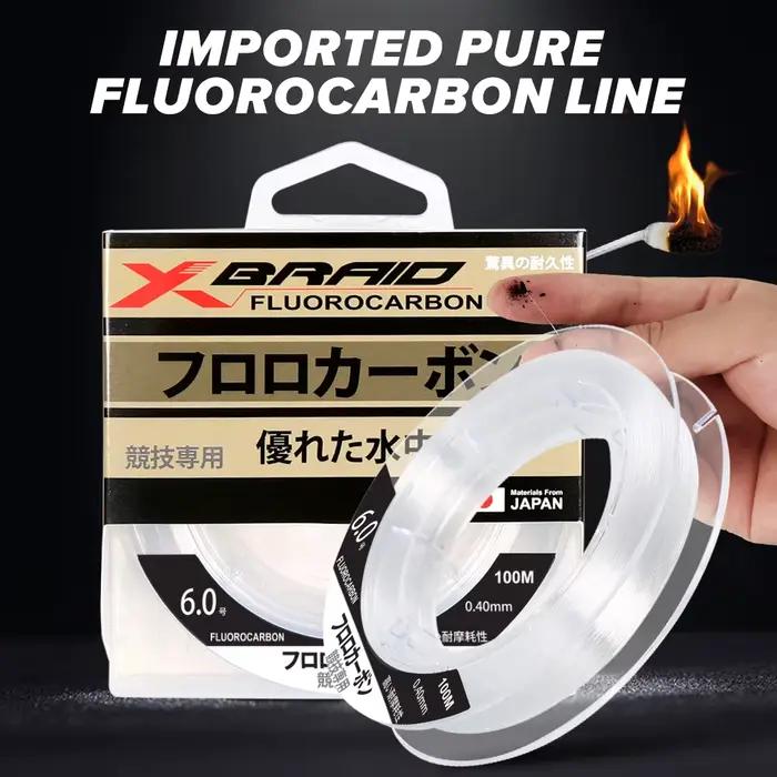 Ligne fluorocarbone 100M 99% carbone invisible pour pêche extérieure - Haute qualité