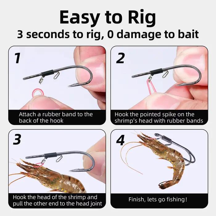 Hameçons double pour crevettes vivantes 9KM - 10 à 15 pièces résistants corrosion eau douce et mer