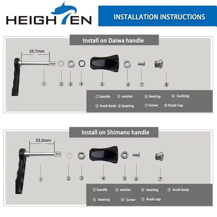 Poignée HEIGHTEN 21mm aluminium pour moulinet Shimano Type A Daiwa Type S 1000-3000 - Accessoire pêche