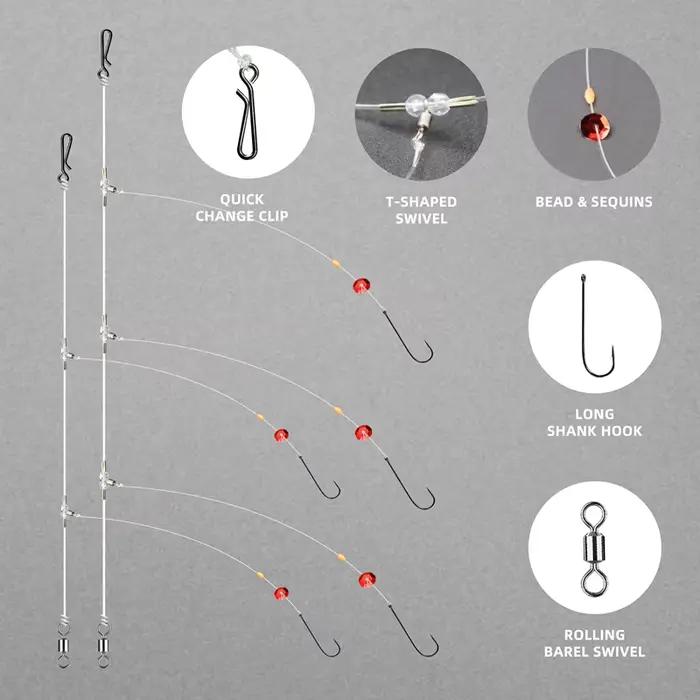 Montage flapper rig ZYZHE pré-monté pour pêche en mer depuis la plage - taille 2#/1/0#