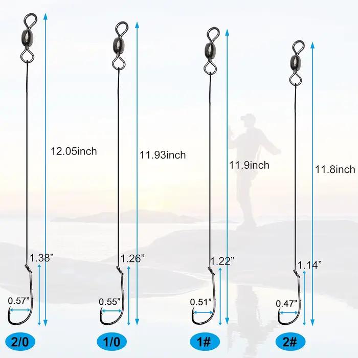 Montage fishing hook avec leader rig et rolling swivel pour pêche en eau douce et pêche au vif