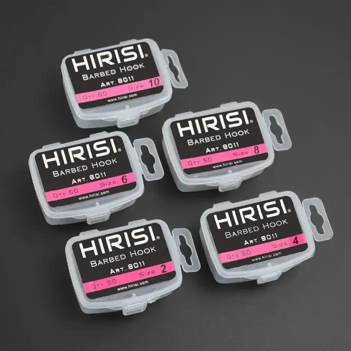 Hameçons de pêche à la carpe Hirisi 50 pièces acier carbone inoxydable anti-corrosion avec boîte originale