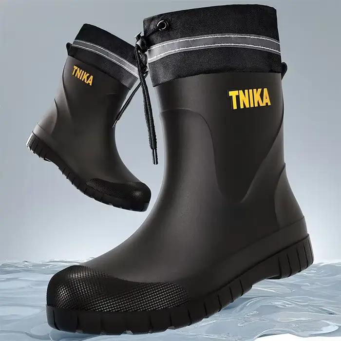 Bottes de pêche mi-mollet imperméables antidérapantes avec semelle EVA - Chaussures réfléchissantes sécurité
