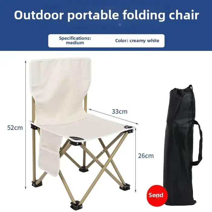 Chaise pliante légère avec dossier pour pêche et pique-nique - Transport facile camping plage extérieur