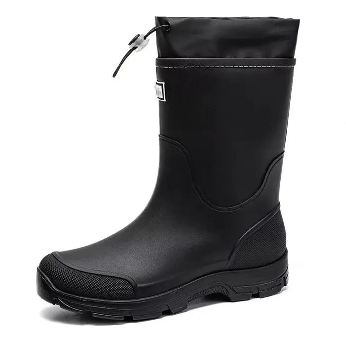 Bottes de pluie homme mi-mollet nouvelle mode outdoor antidérapantes légères imperméables tendance