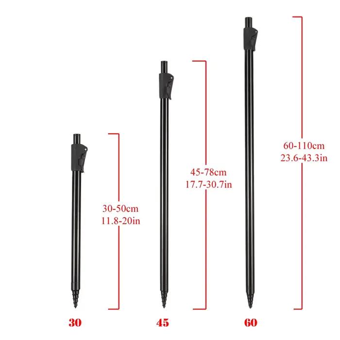 Support de berge aluminium réglable pour alarmes pêche - Tige extensible pour cannes