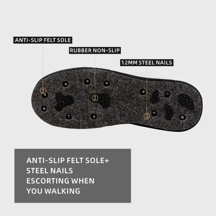 Bottes de pêche imperméables antidérapantes adultes noires à semelle feutre pour pêche à la mouche