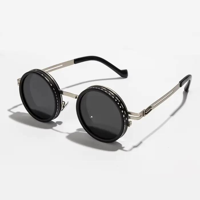 Lunettes de soleil rondes polarisées ND9 pêche réglables - Teinte variable outdoor punk rétro