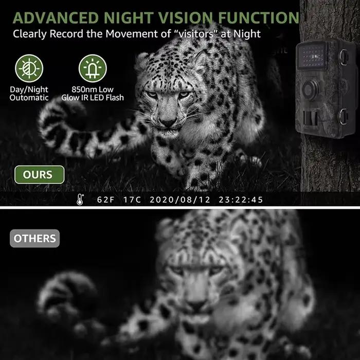 Caméra de chasse vision nocturne infrarouge écran 2.0" TFT HD 1920x1080p IP66 étanche surveillance faune