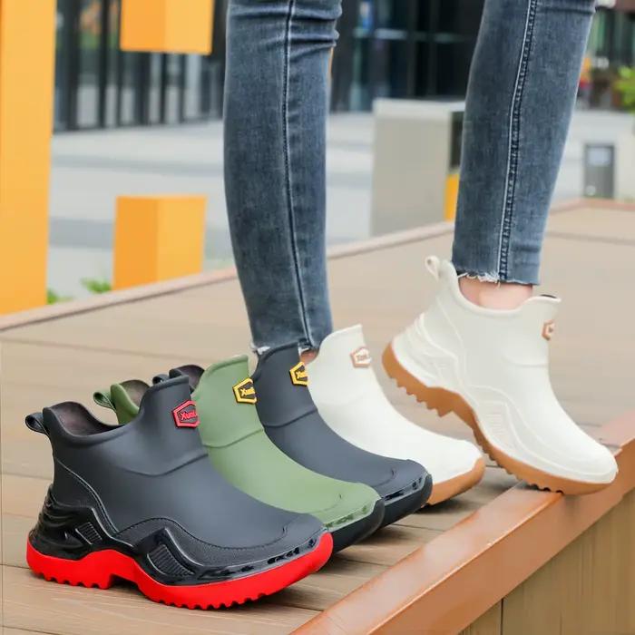 Bottes caoutchouc pêche unisexe imperméables sans couture mode slip-on pour pêche à gué et extérieur