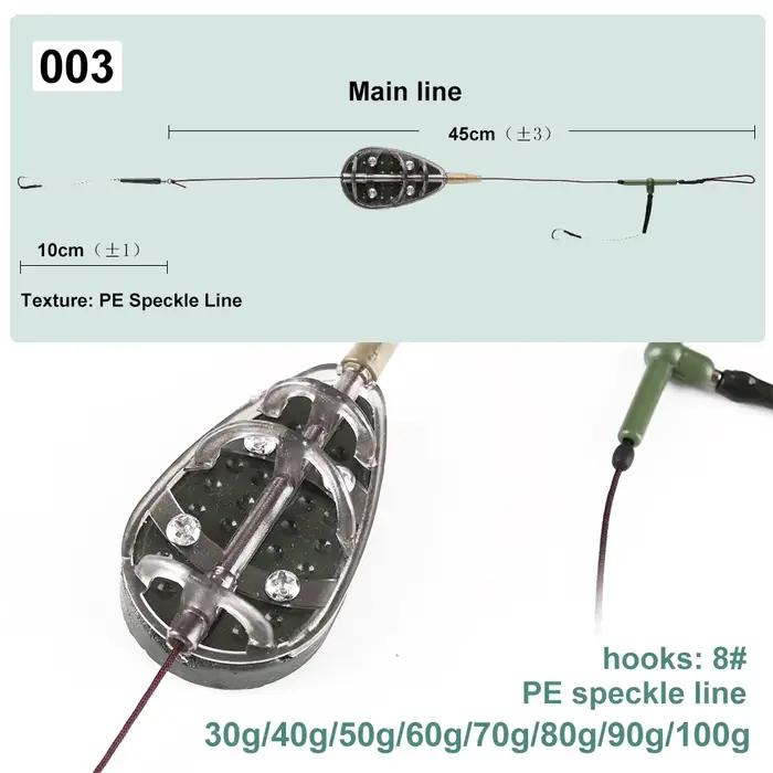 Cage amorce feeder pêche carpe acier carbone 30g à 100g avec hameçon et leurre artificiel