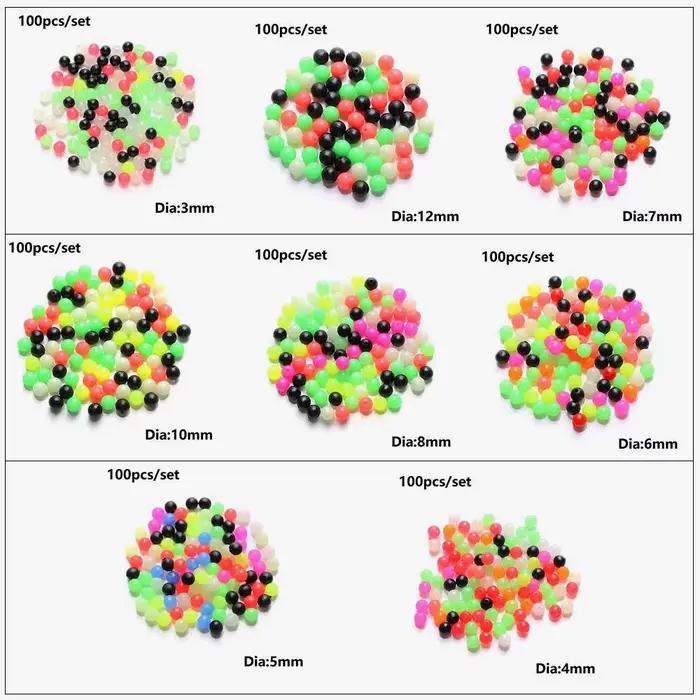 100PCS Round Mixed Color PE Plastic Cross Stopper Beads for Carp Rig Fish Baits Beads Outdoor Fishing Lures Tackle Accessories